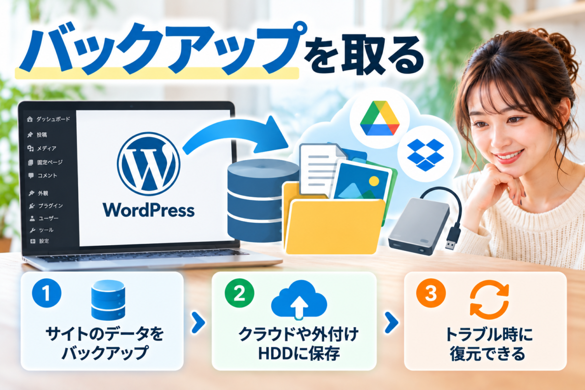 WordPressのバックアップ方法｜サイトデータの保存・クラウドや外付けHDDへの保管・復元手順
