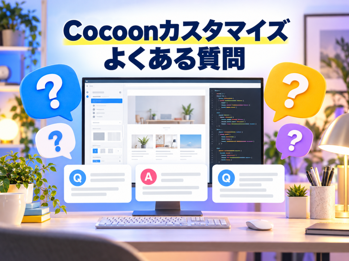 Cocoonカスタマイズに関するよくある質問を解説するパソコン画面