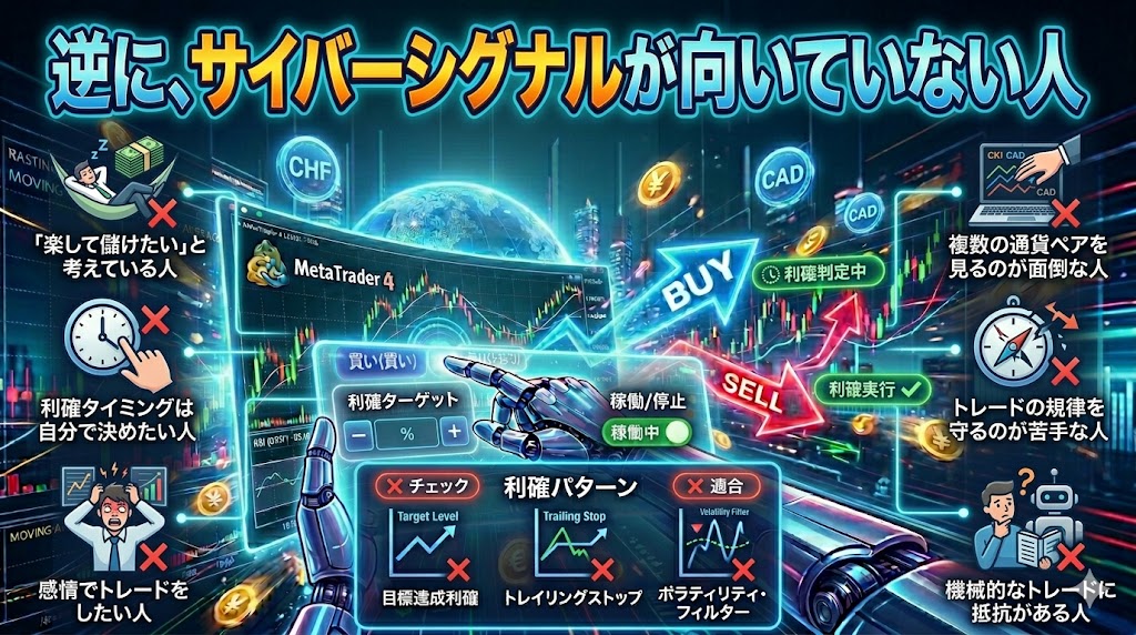 CyberSignalが向いていない人や利用前に知っておきたいポイントを解説するイメージ画像