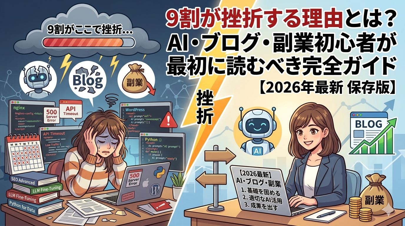 9割が挫折する理由とは？AI・ブログ・副業初心者が最初に読むべき完全ガイド
