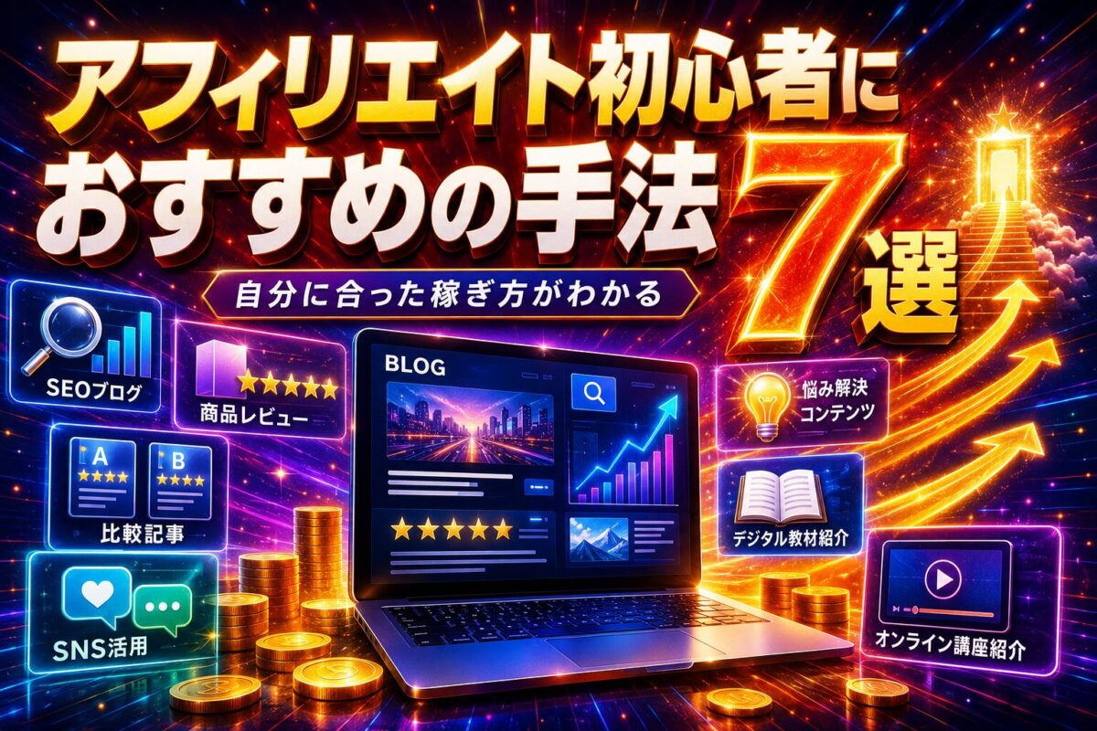 アフィリエイト初心者におすすめの手法や成果を出す手順、注意点をわかりやすく解説