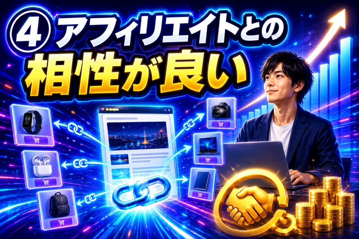 ブログで商品やサービスを紹介し、アフィリエイト収益につなげやすいことを表したイメージ画像