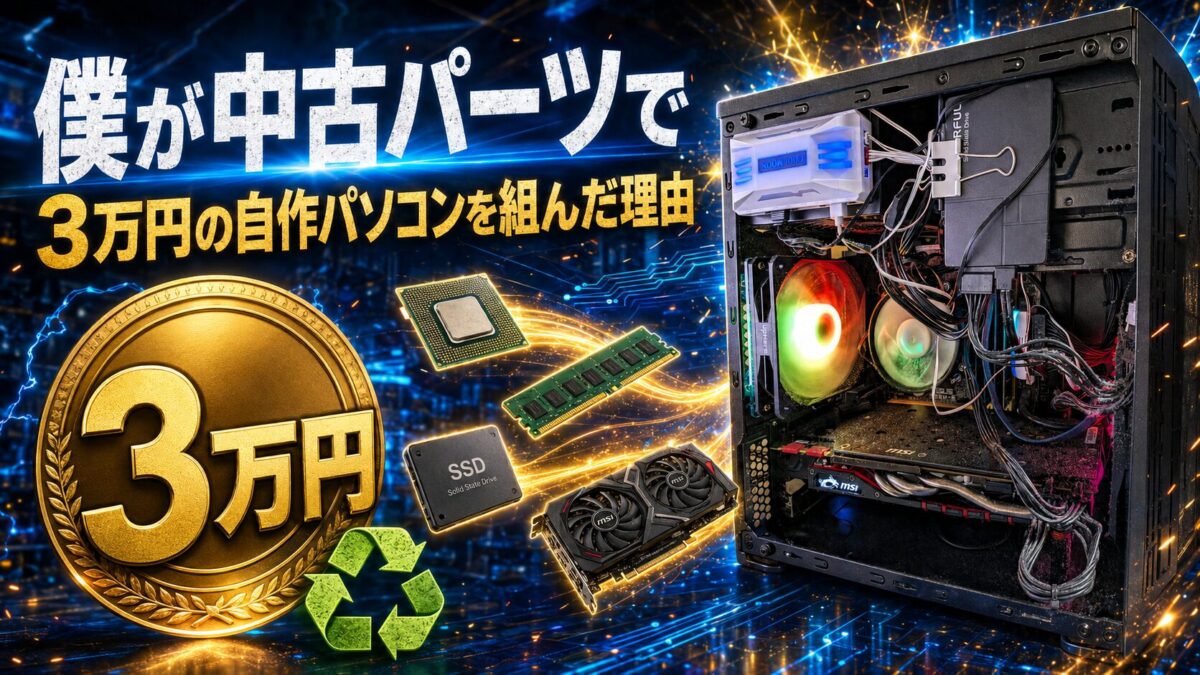 僕が中古パーツを活用して3万円の自作パソコンを組んだ理由を紹介する画像