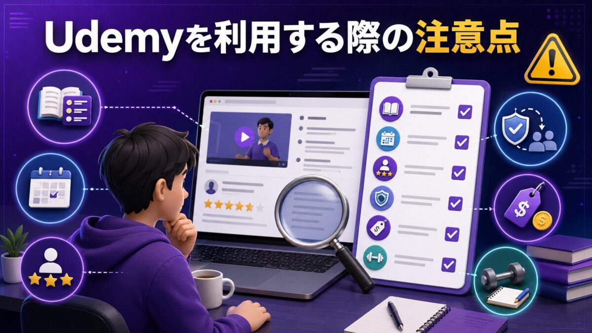 講座内容・更新日・レビュー・料金などUdemyを利用する際の注意点