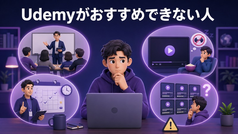 対面指導や学習管理を求めるなどUdemyがおすすめできない人の特徴