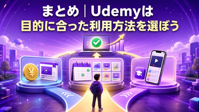 Udemyの買い切り・サブスク・アプリから目的に合った利用方法を選ぶ
