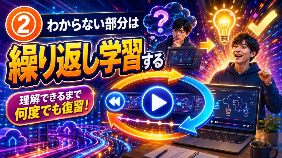 UdemyのAWS講座でわからない部分を巻き戻し、理解できるまで繰り返し復習する初心者