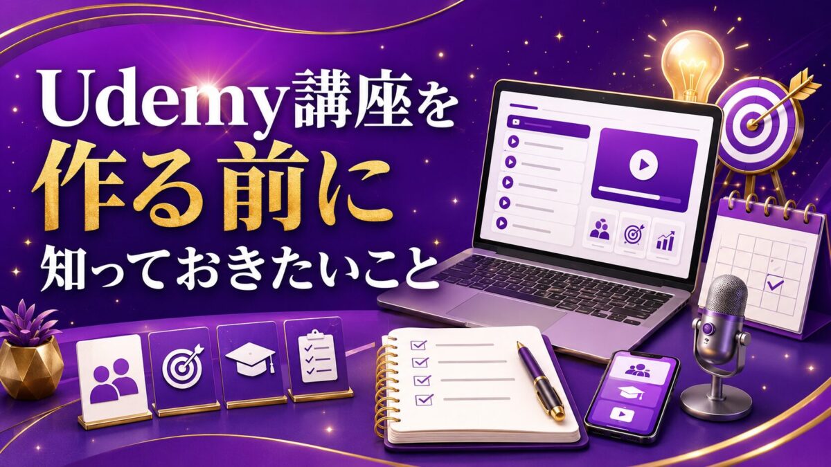 Udemy講座を作る前に受講対象者や学習目標、カリキュラムを整理する様子