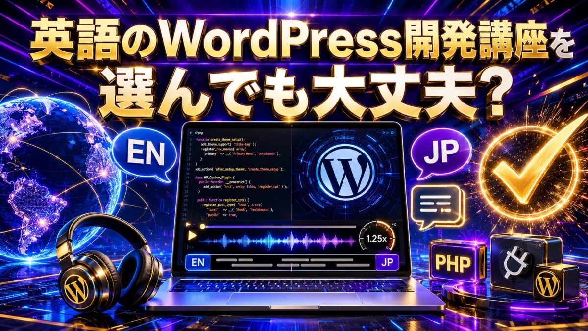 英語のWordPress開発講座を字幕・再生速度調整・コード実演を活用して学ぶ方法