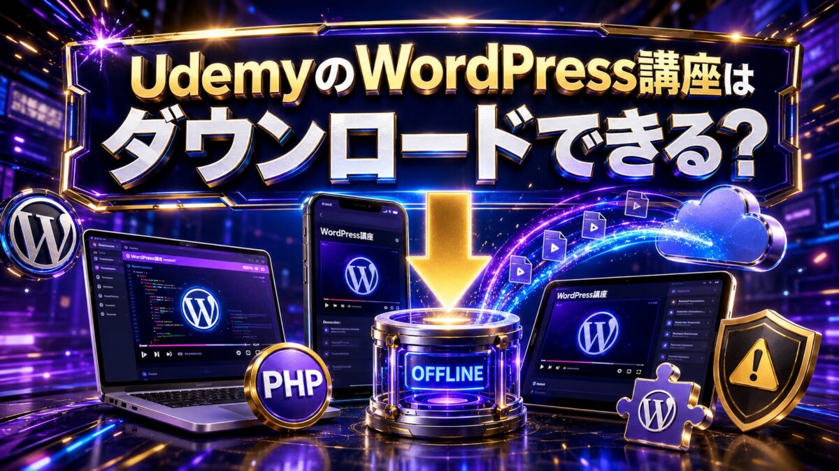 UdemyのWordPress講座を公式アプリへダウンロードしてオフライン視聴する方法と注意点