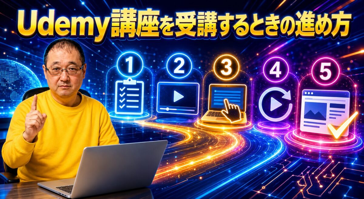 Udemy講座を確認して動画視聴・実践・復習を進める5つのステップ