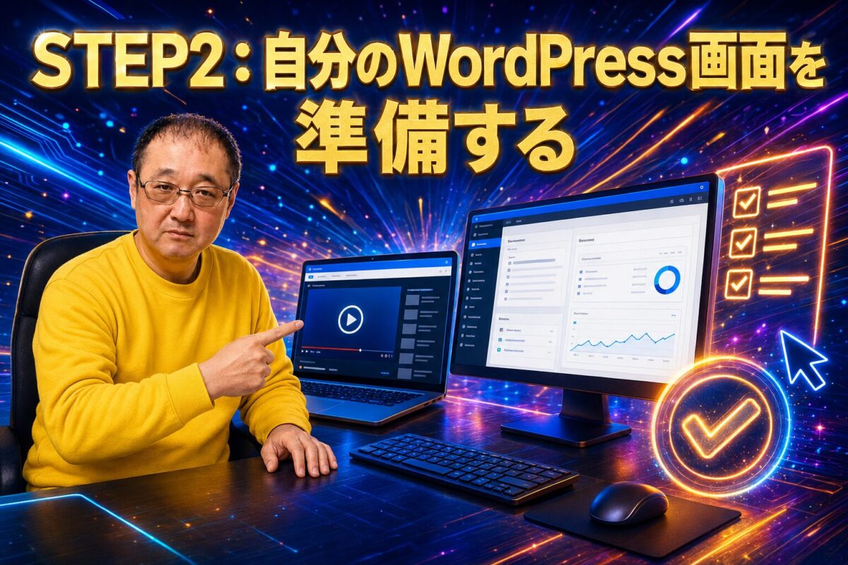 動画とWordPress管理画面をパソコンに表示して学習準備を整える方法