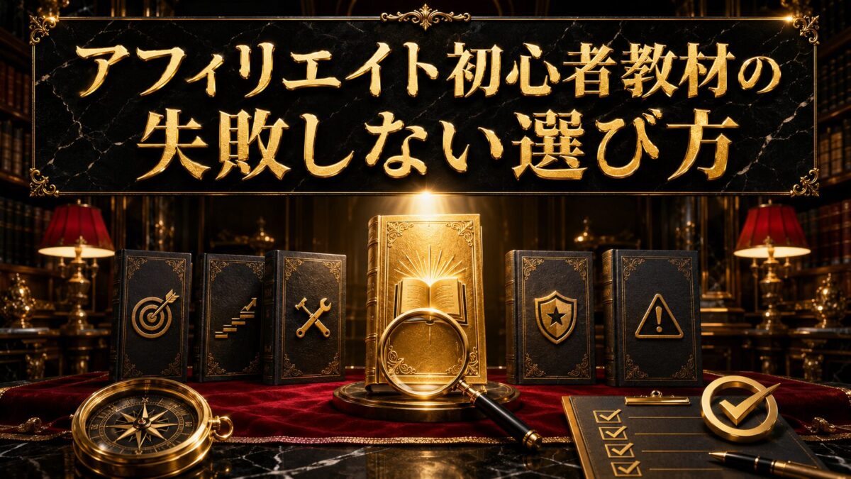 複数のアフィリエイト初心者教材を比較して自分に合った信頼できる教材を選ぶ様子を表した画像