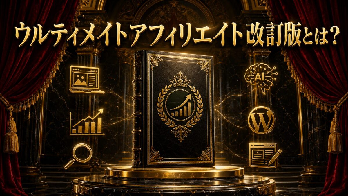 WordPress・SEO・記事作成・AI活用を体系的に学べるウルティメイトアフィリエイト改訂版を表した画像