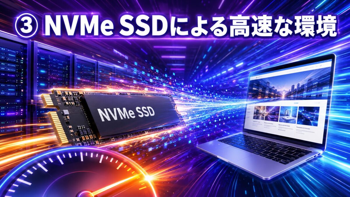 NVMe SSDによる高速処理でWordPressサイトを快適に表示できるサーバー環境