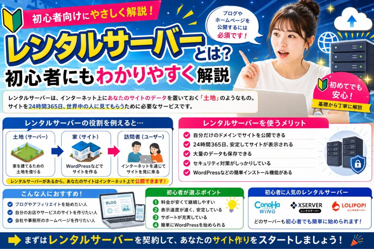 WordPress初心者が最初に覚えたいSEO対策を解説するイメージ画像。タイトル・見出し・内部リンク・代替テキストなど、検索上位を目指すための基本的なSEOをわかりやすく紹介。