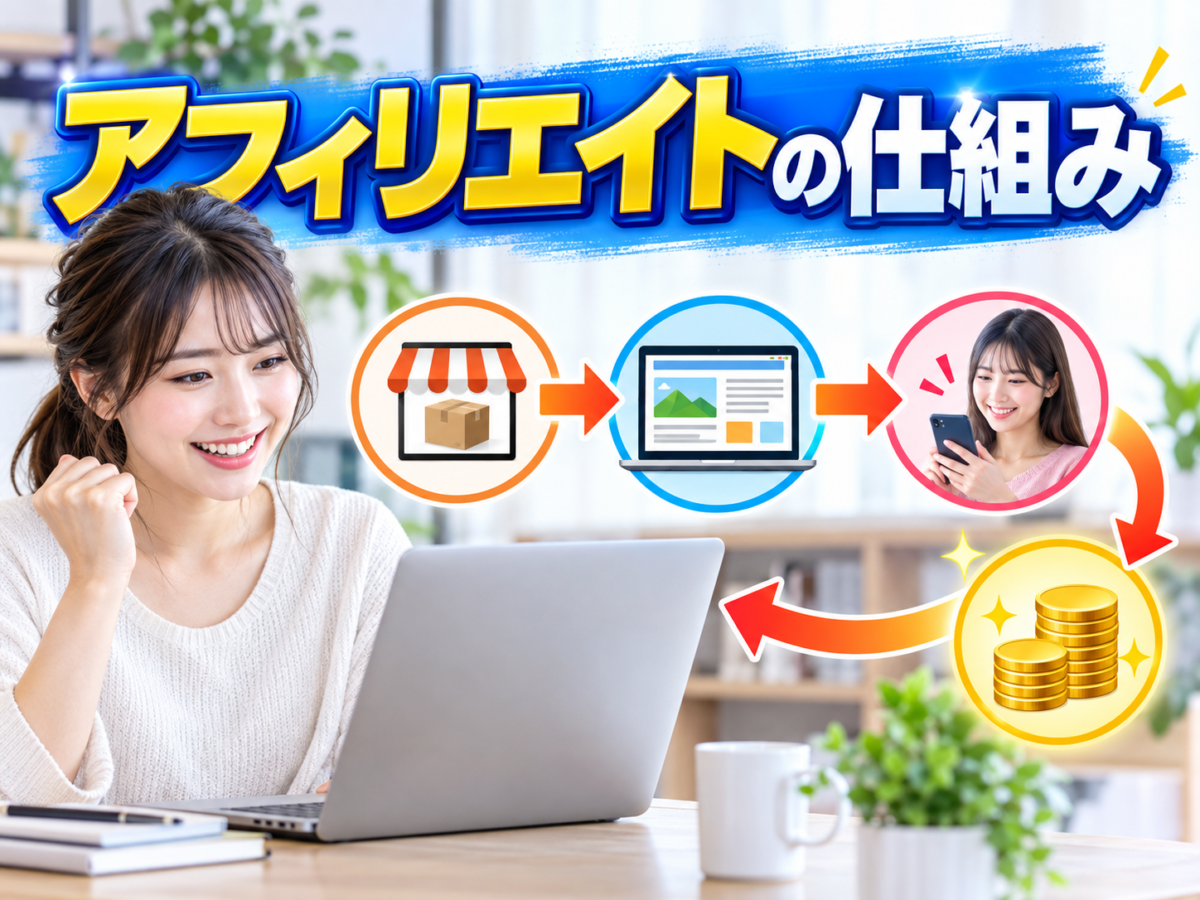 広告主の商品をブログで紹介し読者の購入によって報酬が発生するアフィリエイトの仕組み