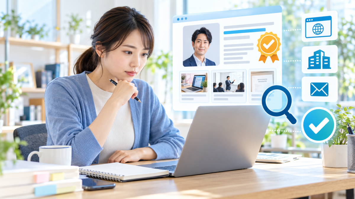 教材を購入する前に販売者のプロフィール・運営サイト・実践内容・連絡先を確認する初心者