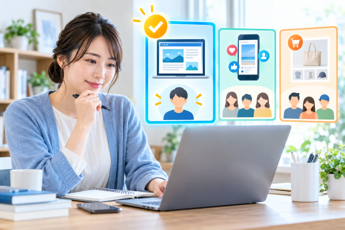 ブログ型・SNS型・物販型を比較して自分の目的に合うアフィリエイト教材を選ぶ初心者