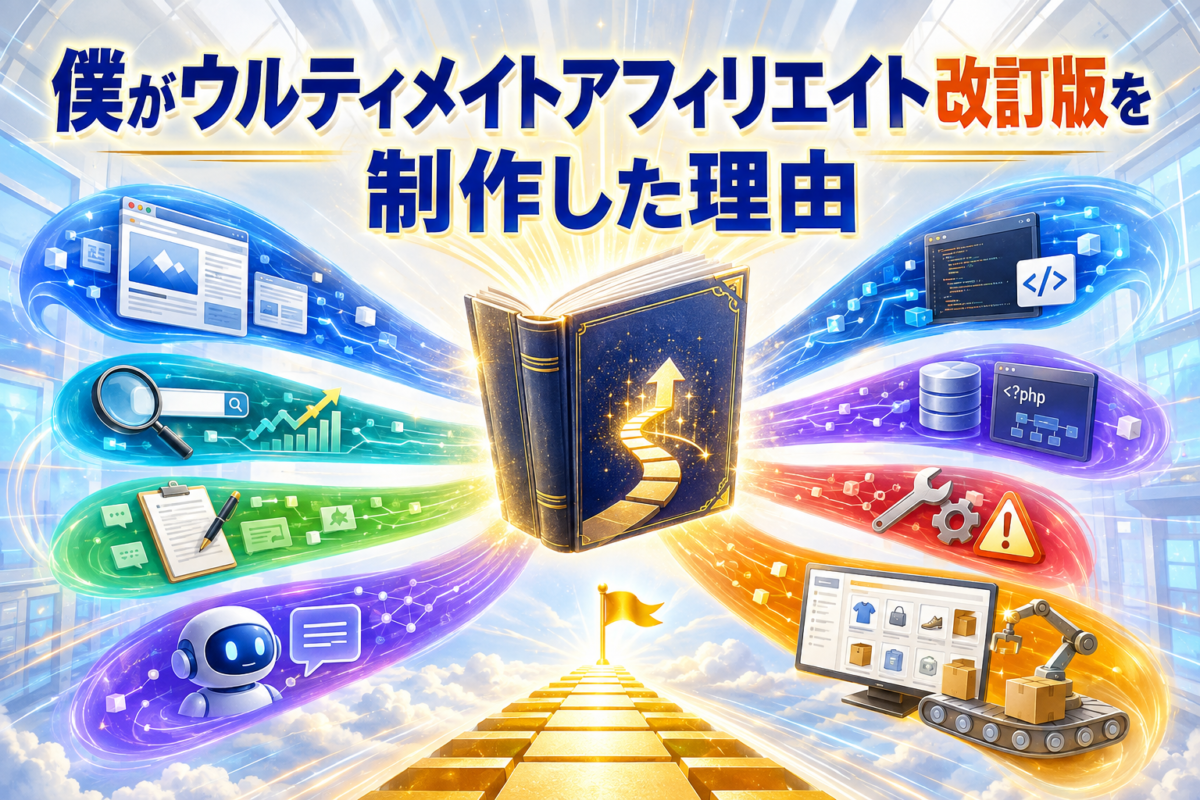独学で身につけたWordPress・SEO・記事作成・AI・コーディング・PHP・MySQL・ツール制作の経験を初心者向け教材にまとめた理由を表す画像