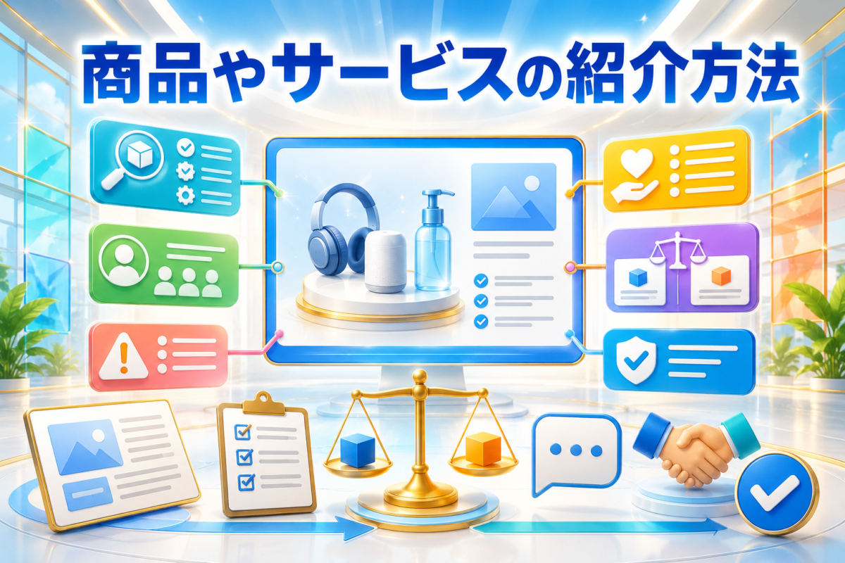 商品の特徴・向いている人・注意点・比較情報を正直に整理して信頼につなげる紹介方法のイメージ