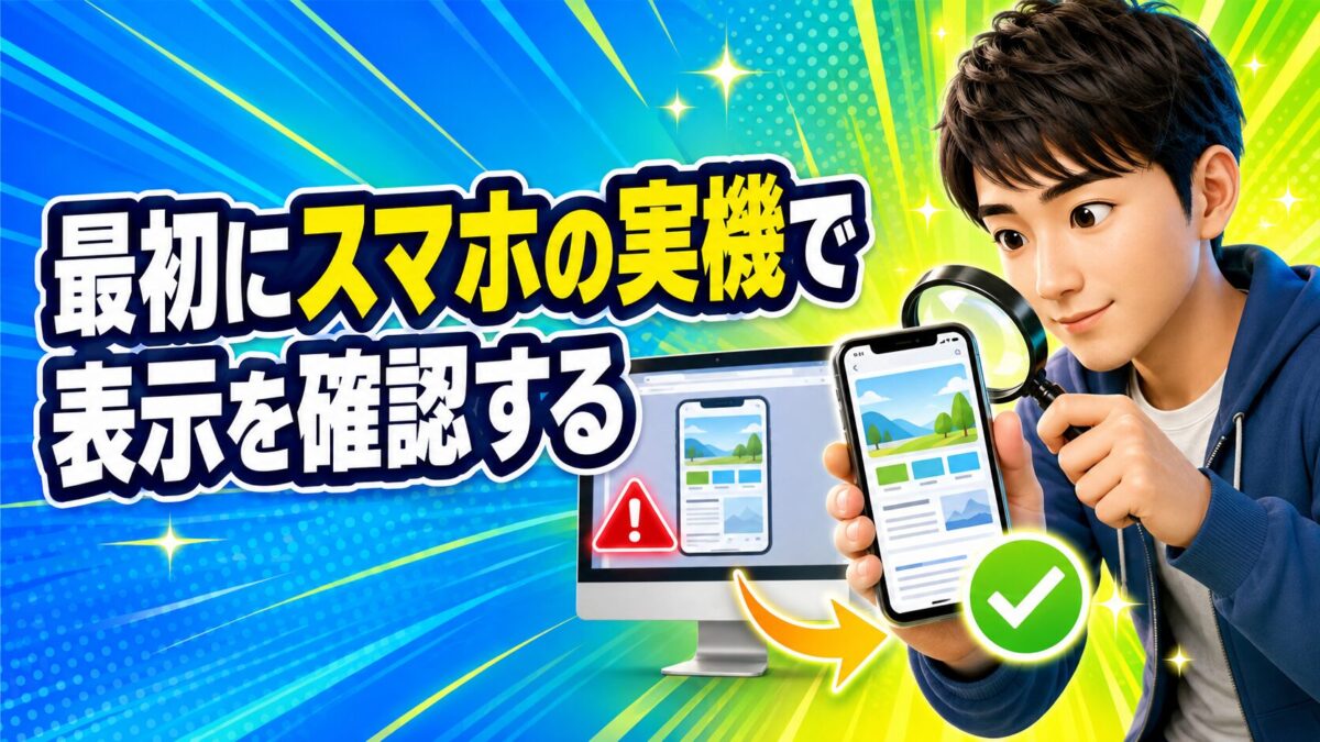 Cocoonのスマホ表示を実際のスマートフォン端末で確認する方法を解説する画像