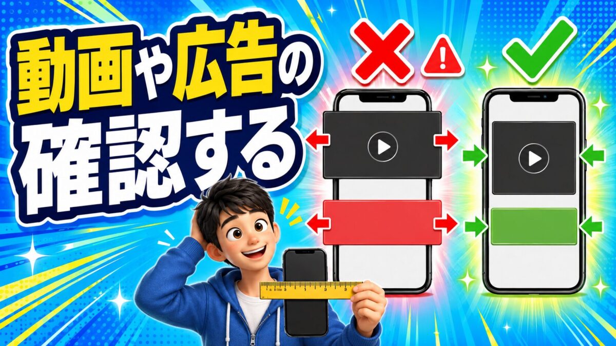 Cocoonで動画や広告がスマホ画面からはみ出さないよう横幅を確認する画像