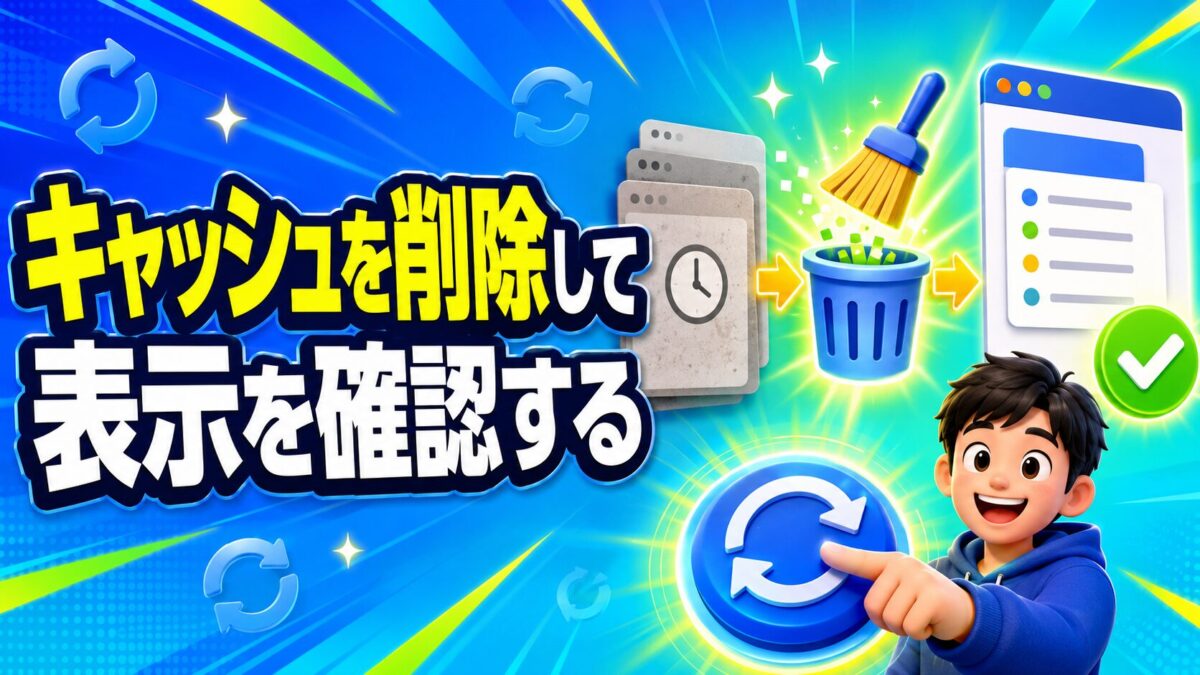 キャッシュを削除してCocoonの目次が正しく表示されるか確認する方法