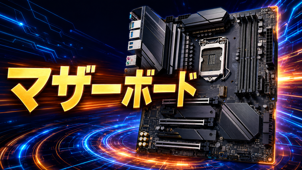 自作PCのCPU・メモリ・ストレージ・グラフィックボードなどを接続するマザーボードと主要スロットを紹介する画像