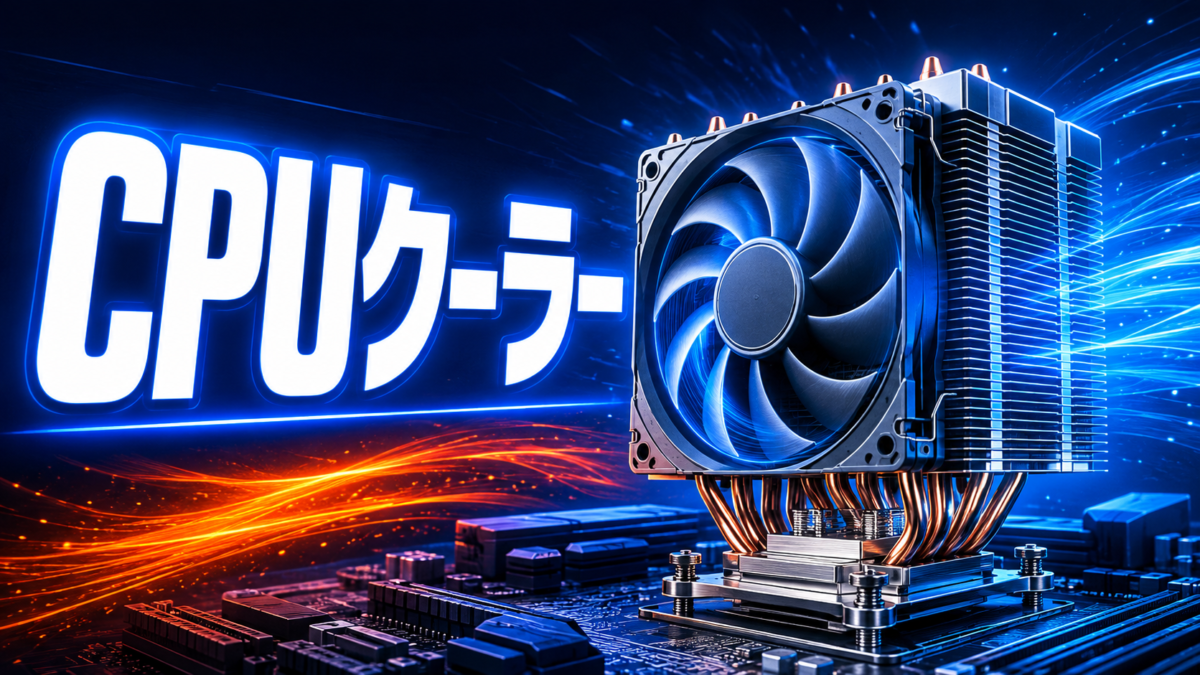 自作PCのCPUから発生する熱を冷却する空冷CPUクーラーと、ファン・ヒートシンク・ヒートパイプを紹介する画像