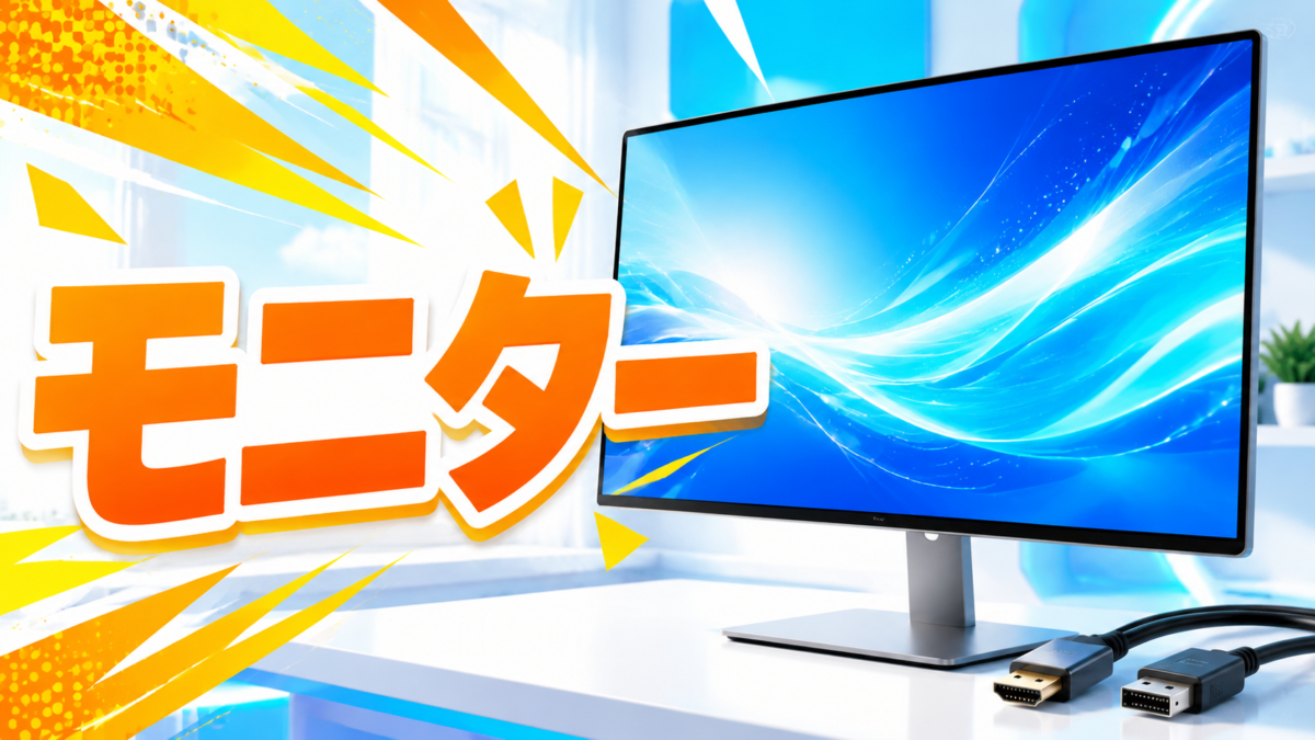 自作PCの映像を表示するために必要なデスクトップ用モニターと接続ケーブルの画像