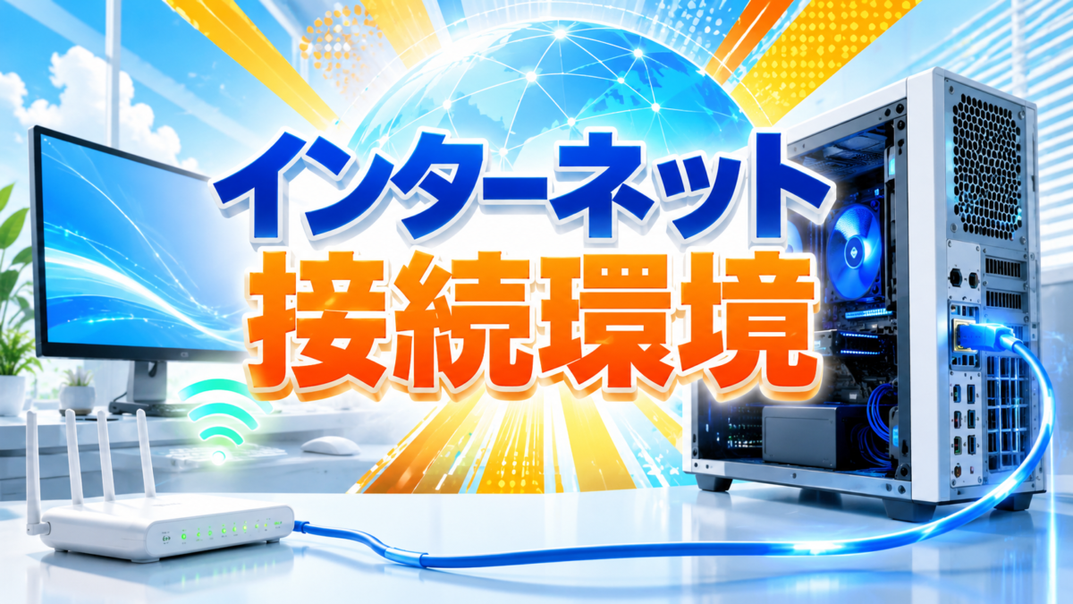 自作PCをインターネットへ接続するためのWi-Fiルーター・無線通信・有線LANケーブルを紹介する画像