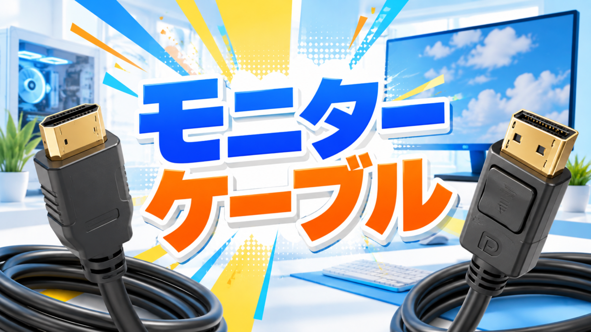 自作PCとモニターを接続するために必要なHDMIケーブルとDisplayPortケーブルを紹介する画像