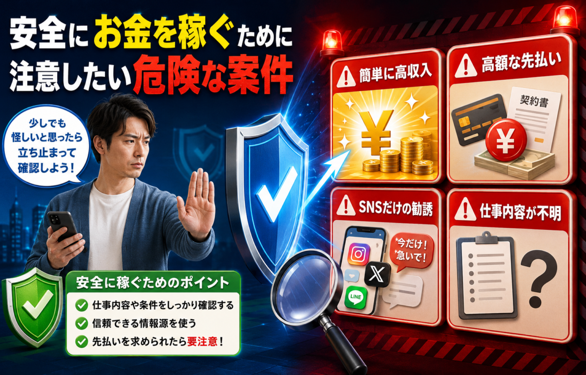 簡単に高収入・高額な先払い・SNSだけの勧誘・仕事内容が不明という危険な副業案件の4つの特徴