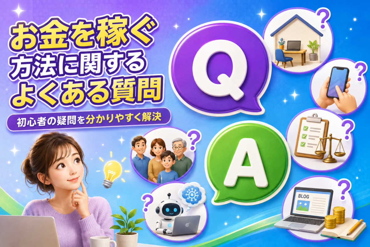 お金を稼ぐ方法に関する在宅・スマホ・年代・AI・ブログなど、初心者のよくある質問をQ&Aで解決