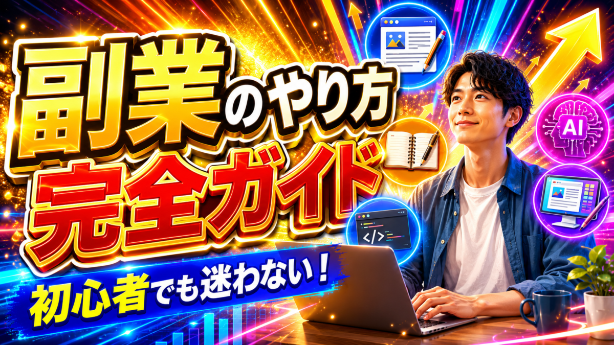 副業のやり方がわからない初心者向けに、始め方や選び方、注意点をわかりやすく解説する記事のアイキャッチ画像