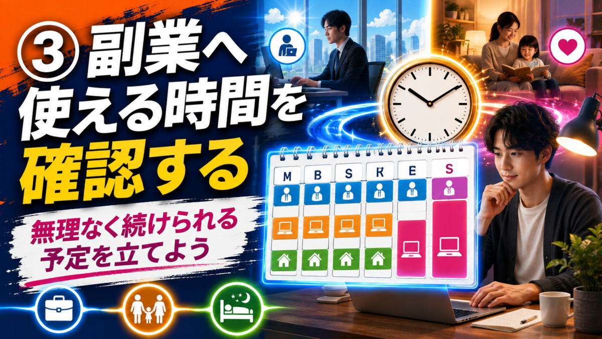 本業や生活とのバランスを考え、副業に使える時間を確認している画像