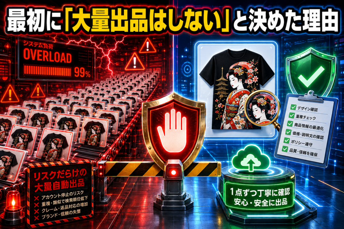 SUZURIで安全に販売するため大量出品をせず、少数の商品から始める方針