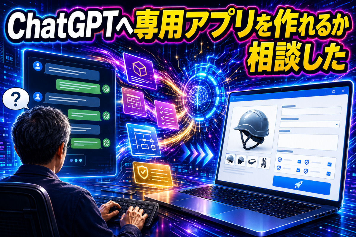 ChatGPTへSUZURIの商品出品を支援する専用アプリが作れるか相談している様子