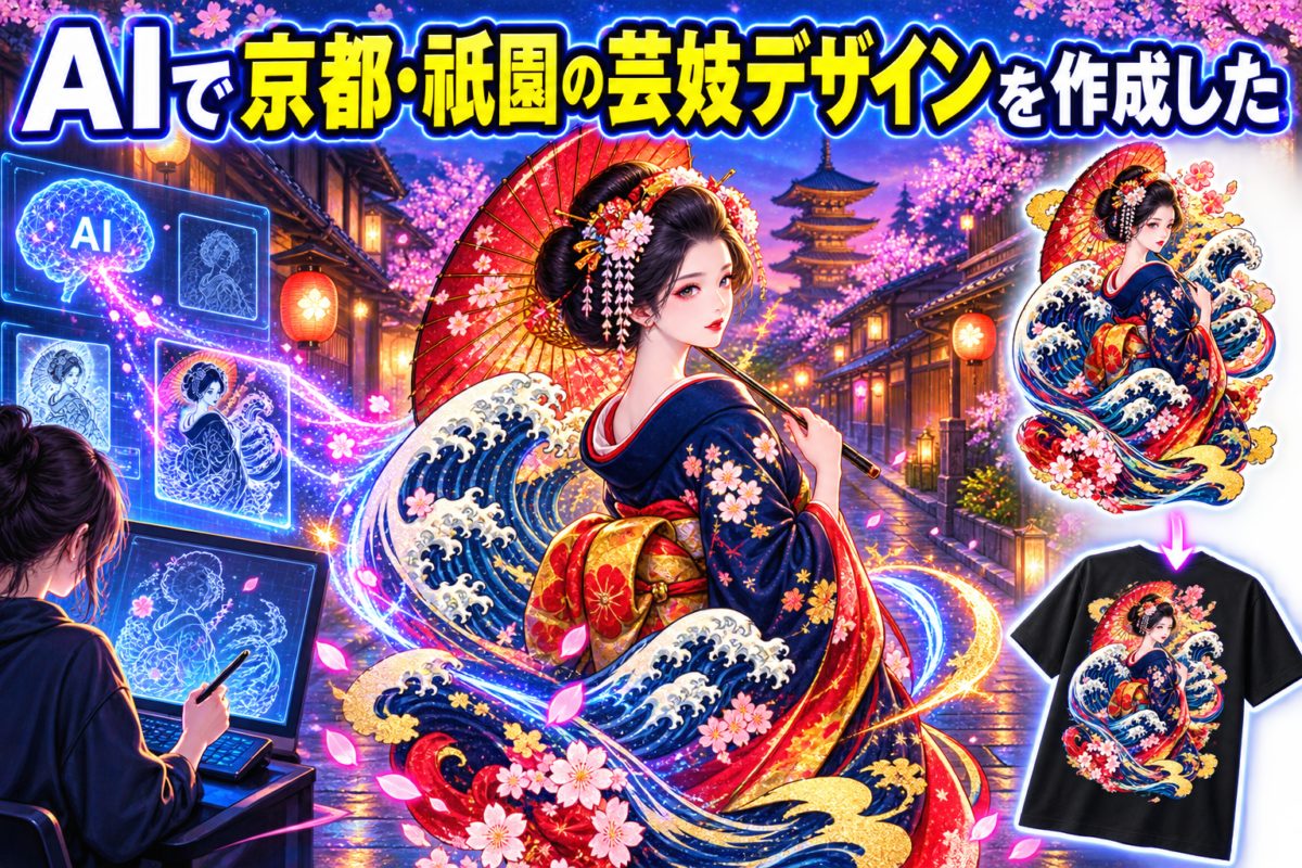 AIを活用して作成した京都・祇園をイメージした華やかな芸妓のオリジナルデザイン