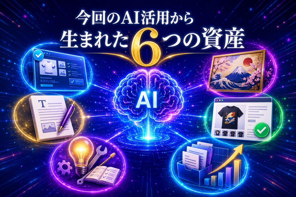 AI活用によって生まれたアプリ・デザイン・商品ページ・文章・経験・発信コンテンツの6つの資産