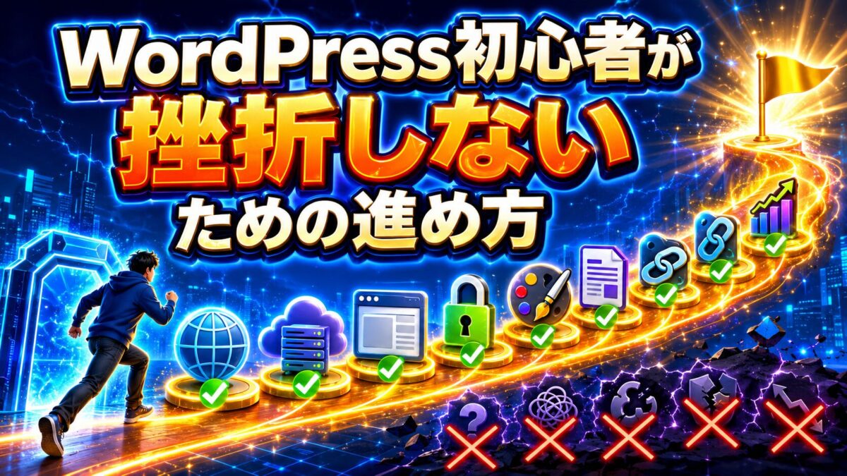 WordPress初心者がドメイン取得・サーバー契約・SSL・テーマ設定・記事作成・内部リンク・SEOの順番で進むロードマップ