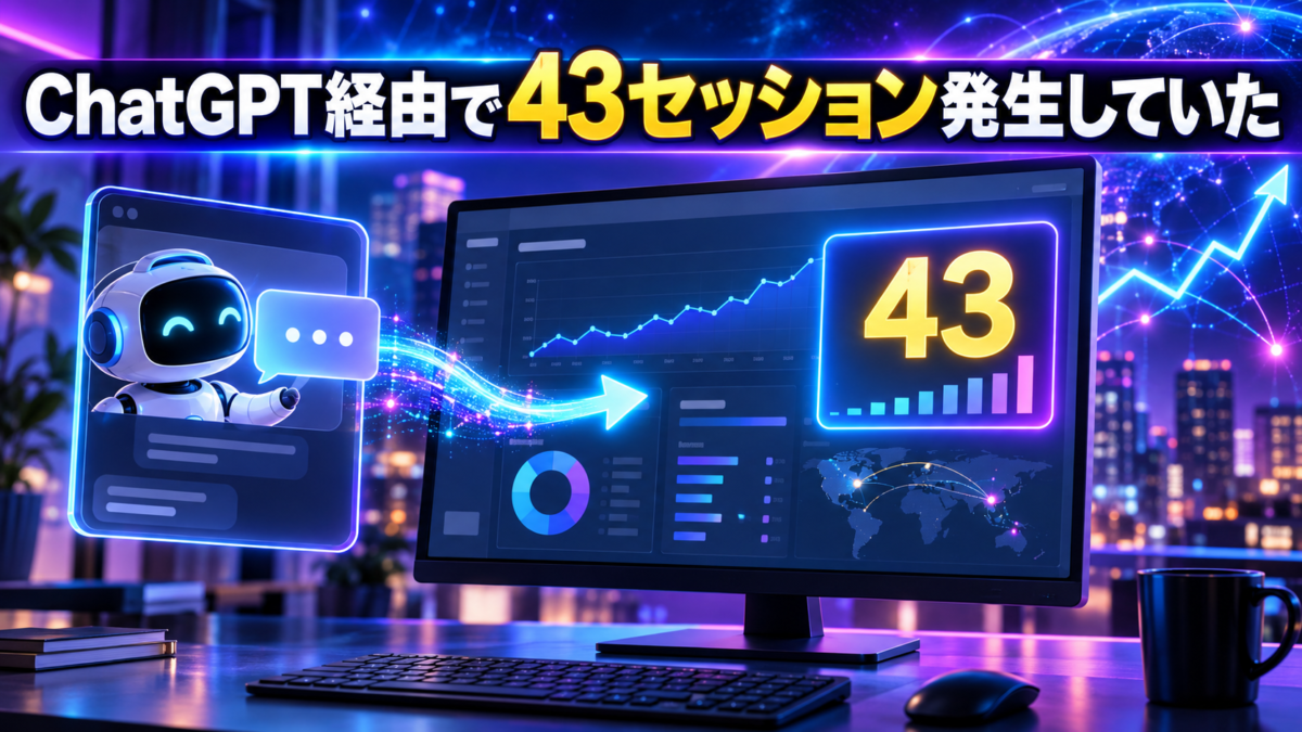 ChatGPT経由で43セッション発生していたことを示すアクセス解析画面
