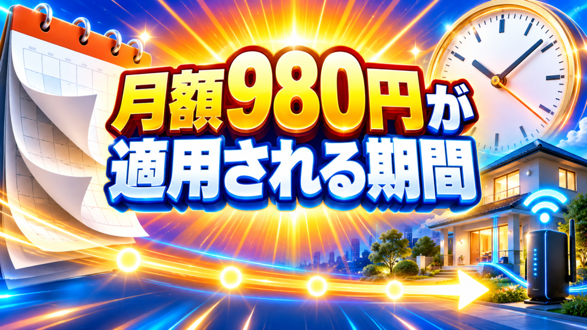 コミュファ光の月額980円が適用される期間を解説する画像