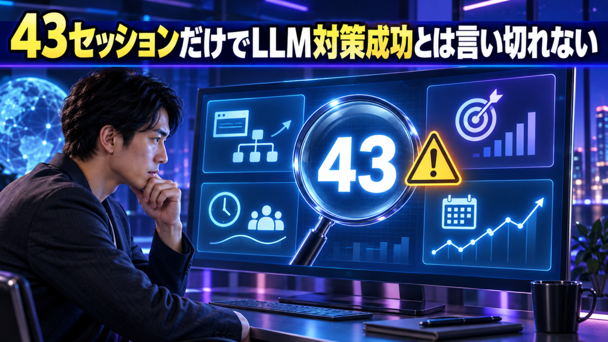 ChatGPT経由43セッションだけでLLM対策成功と判断せず詳しいデータを分析する様子