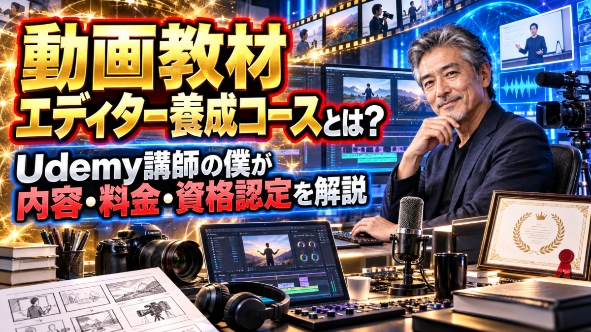動画教材エディター養成コースの内容・料金・資格認定をUdemy講師が解説
