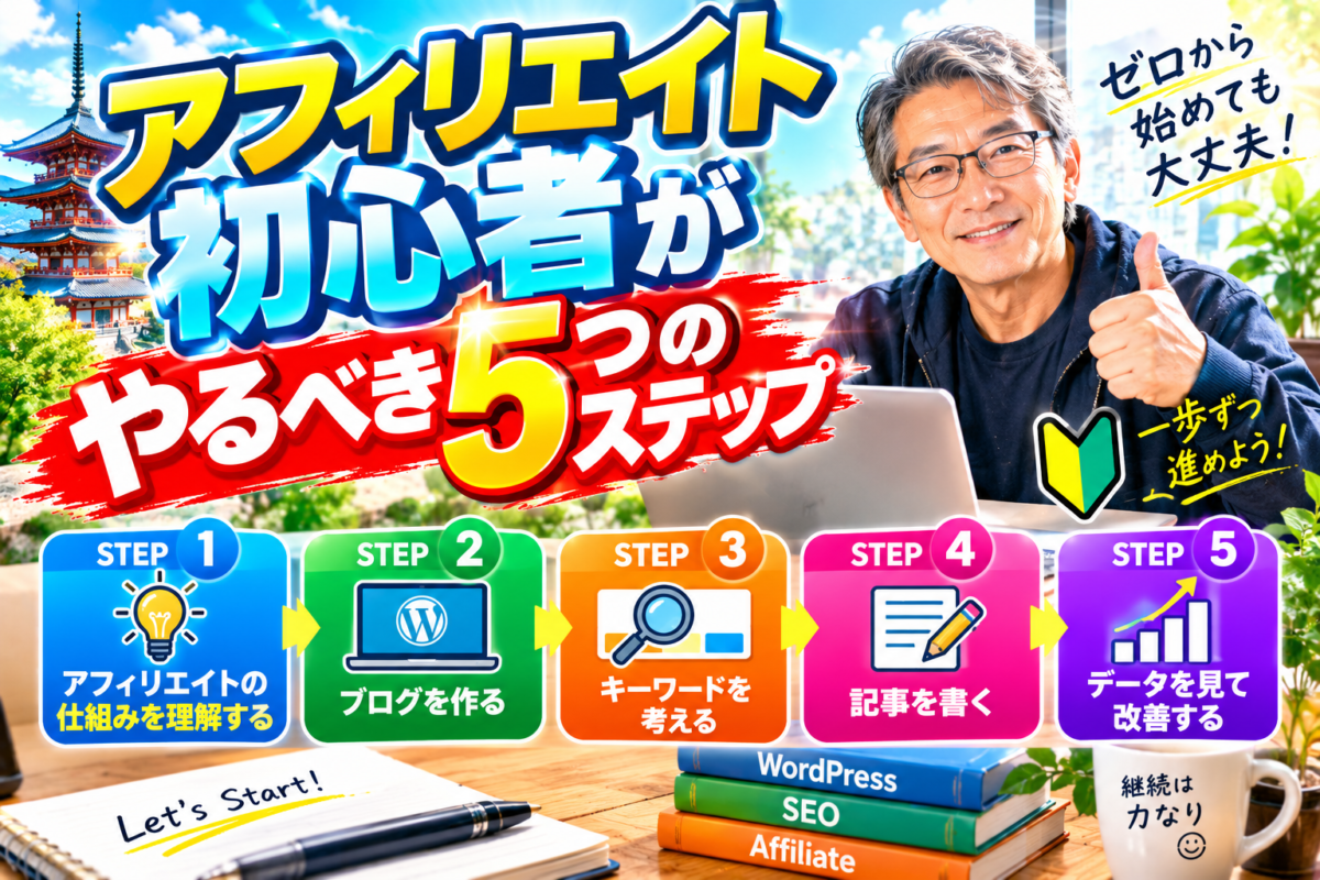 アフィリエイト初心者がやるべき5つのステップの画像