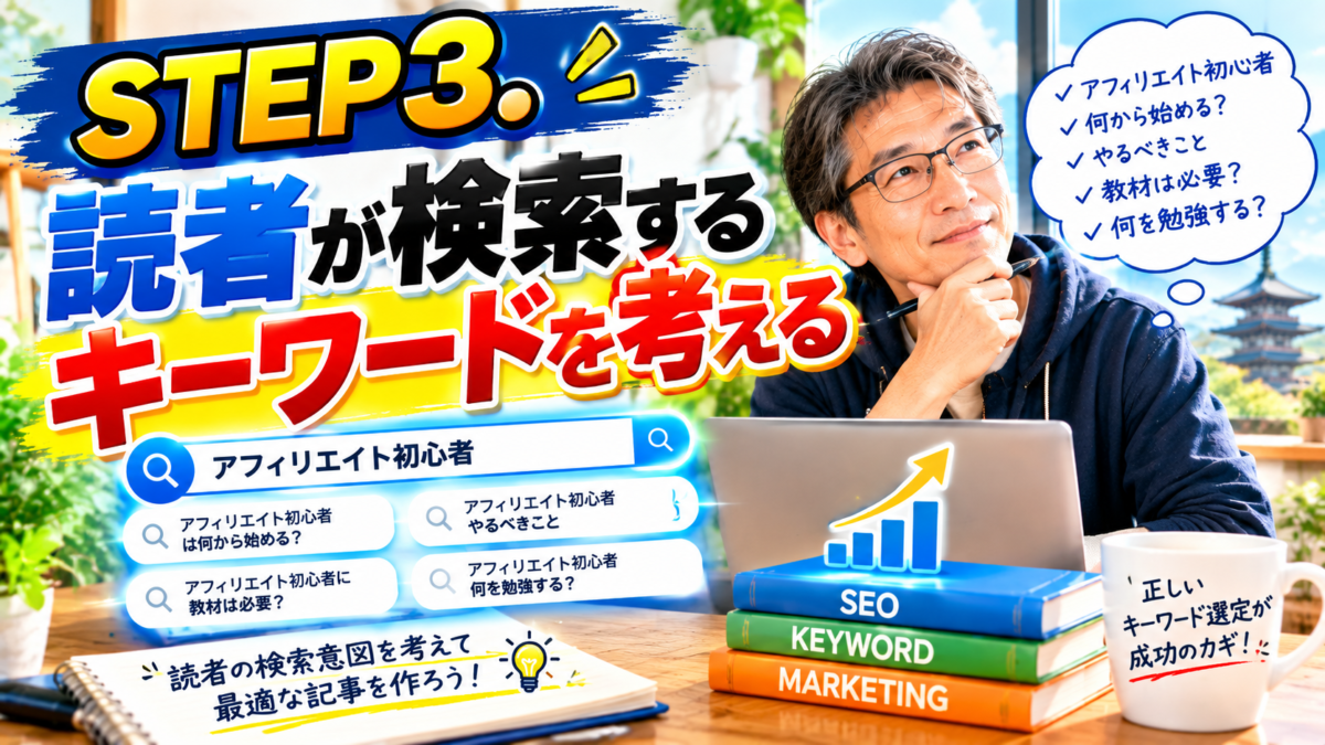 読者が検索するキーワードを考えるアフィリエイト初心者