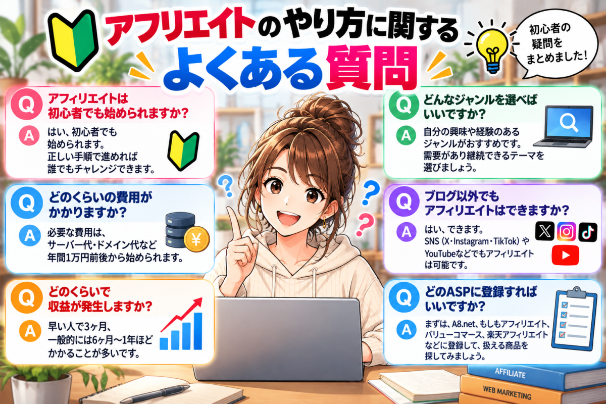 アフリエイトのやり方に関するよくある質問