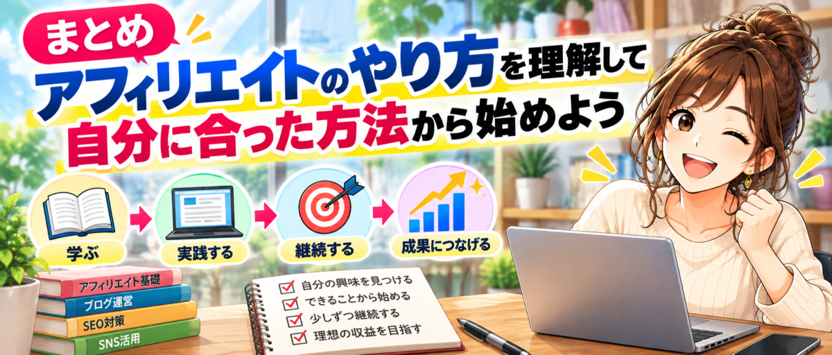 まとめ｜アフィリエイトのやり方を理解して自分に合った方法から始めよう